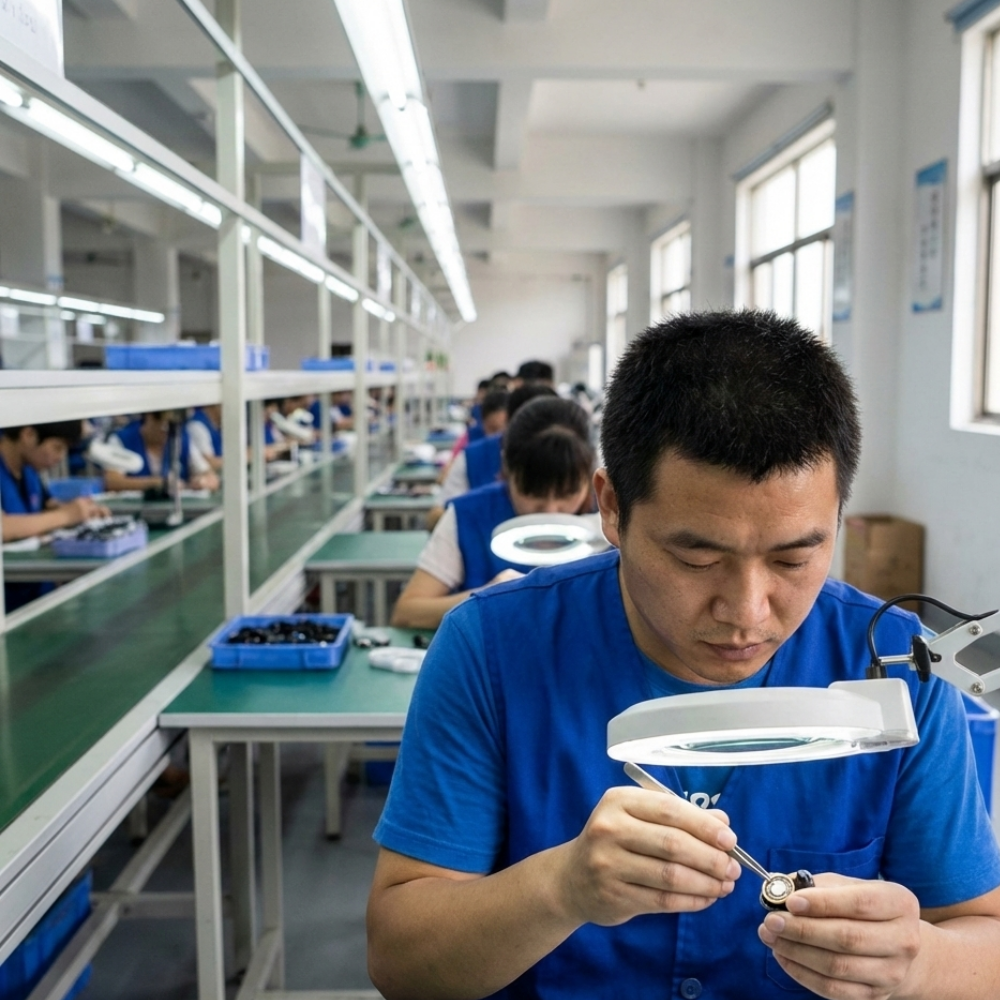 EPZ technician testing IEMs before shipping